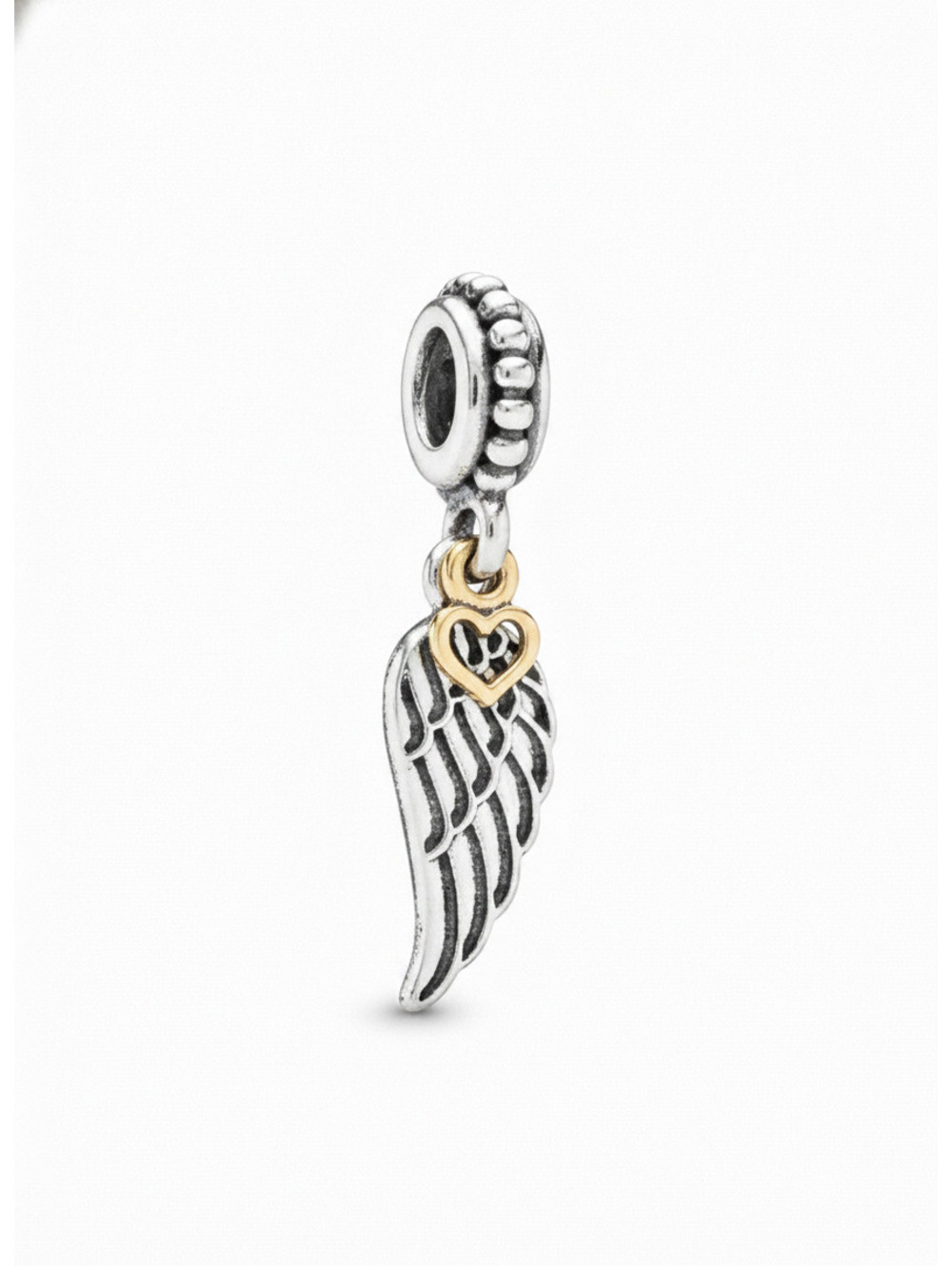 Pandora Wing and Heart dangle two tone charm